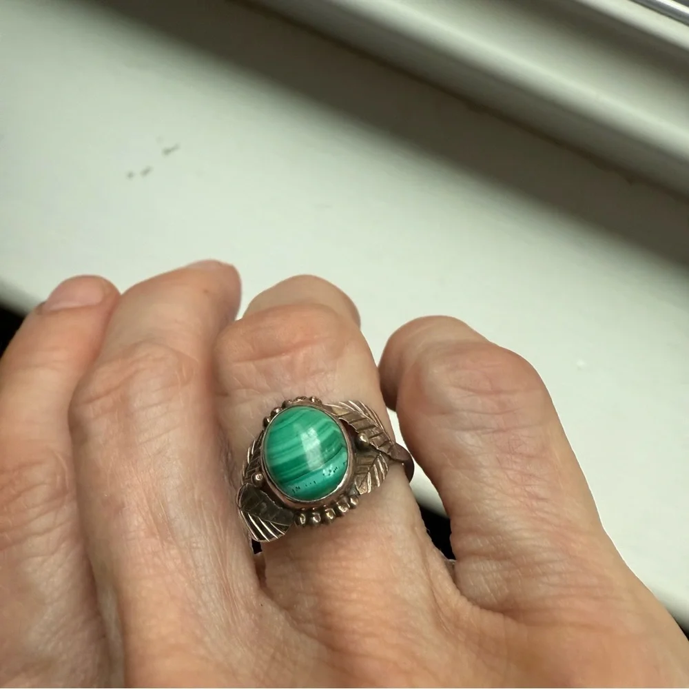 Sterling malachite ring - Picture 10 of 11
